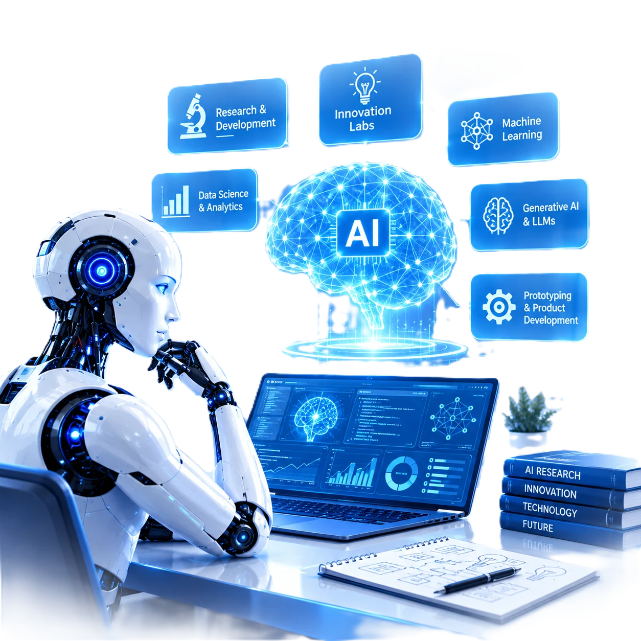 AI research and innovation technology visualization